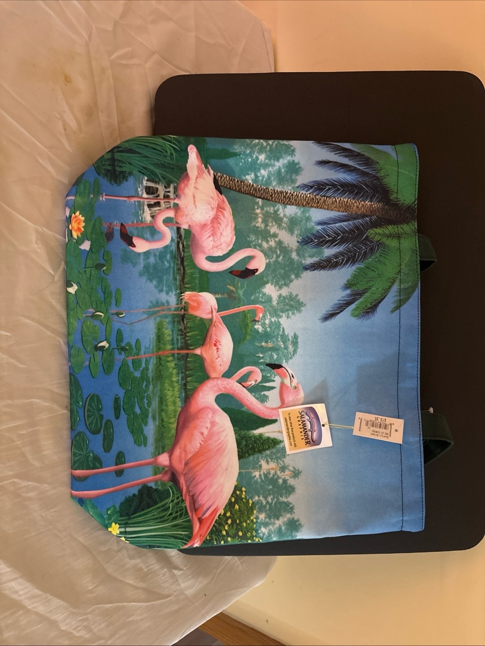 Pink Flamingo Print Tote Bag - Tropical Canvas Carryall